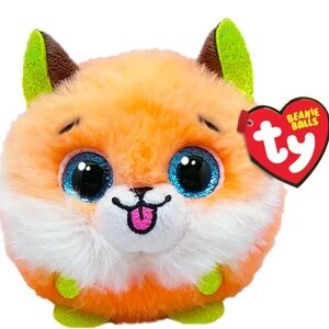 Ty Puffies (Beanie Balls) Plush - SHERBET the Orange Fox (4 inch)